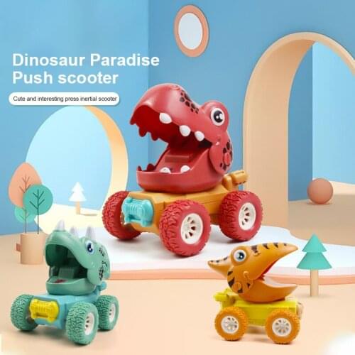 2021 New Cartoon Children Press Small Dinosaur Return Force Car Cute Sliding Inertia Toy Car For Baby Kids Gift Random Color
