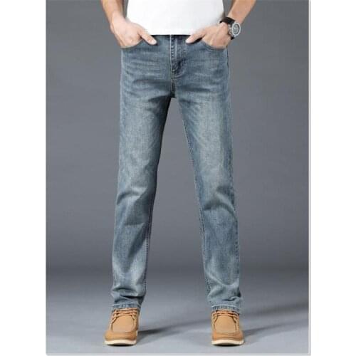 Fashion Mens Jeans Straight Vintage Blue Denim Pants Cowboy Trousers Mens Bottoms