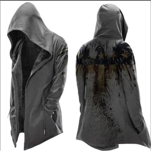 2021 European and American Mens New Cloak Simple Casual Hooded Drawstring Mens Sweater