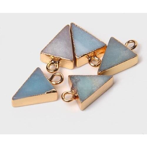 Natural Amazonite Stone Necklace Pendant Accessories Fashion Jewelry New Style Woman Triangle Crystal Necklace Charms 2PCS/lot