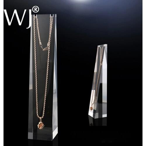 8" Clear Frosted White Acrylic Plexiglass Pendant Necklace Display Stand Chain Link Jewelry Holder Organizer Rack Show Decorate