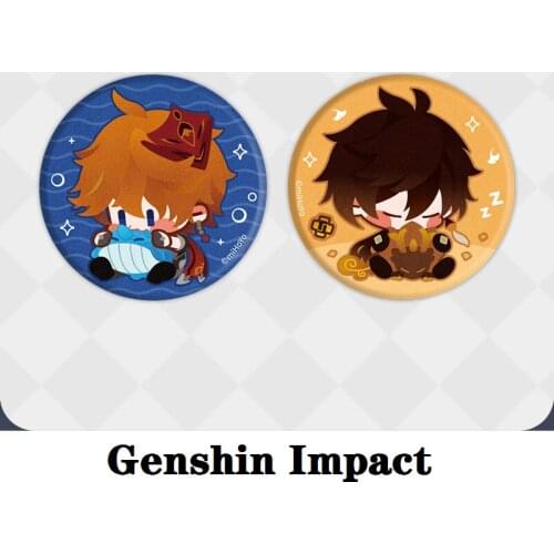 Rock King Zhong Li Plush Badge Game Genshin Impact Swallowing Whale Tartaglia Cosplay Diy Accessories Anime Project Decoration