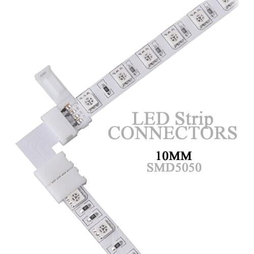 Led Connector L Shape 10Mm 4Pin Rgb 5050 Led Strips Corner Angle Wire Connectors Install Adapter connect accessories