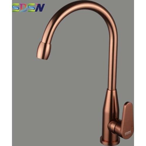 Modern Alunium Kitchen Faucet Hot and Cold Water Faucte for Kitchen Rose Gold Luxury Kitchen Water Faucet Rotable Kitchen Mixer