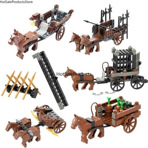 Medieval Catapult Soldier Carriage Chariot MOC Small Building Block Childrens Toys