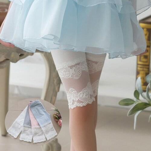 Stylish Kids Legging Girls 2021 Baby Summer Cotton Pants Lace Patchwork Stretch Leggings Kids Girls Leggings