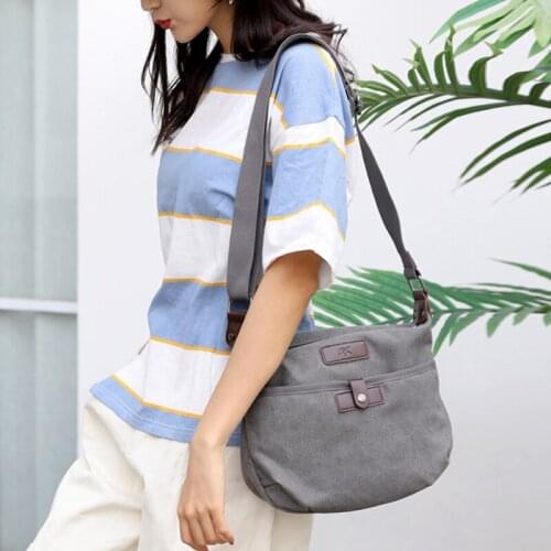 Anvas Shoulder Bag For Women Trend Design 2021 Fashion Solid Color Messenger Bag Solid Color Zipper Travel Shopping Bag