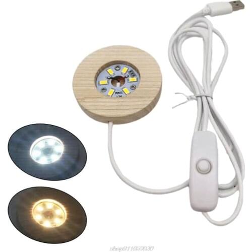 LED Night Light Wooden Round Base Holder Display Stand for Crystals Glass Ball Illumination Lighting Jy22 21 Dropship