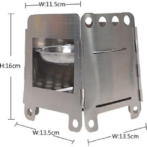 Outdoor Portable Camping Wood Stove Lightweight Pocket Alcohol Stove with Alcohol Tray Stainless Steel Folding Stove