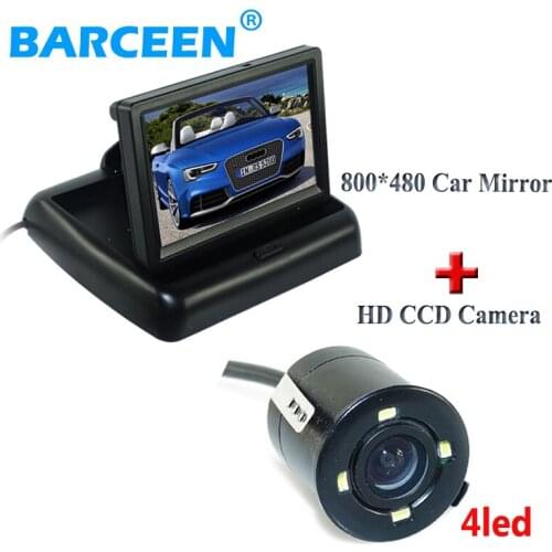 Universal car parkin camera bring wide lens angle and 4 led +parking saaist system 4.3" lcd car screen monitor during promotion