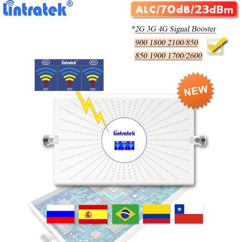 Lintratek 2020 New Upgraded 2G 3G 4G Signal Booster AGC 70dB 23dBm GSM 900 LTE/DCS 1800 WCDMA 2100 Cellular Repeater Amplifier