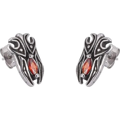 Punk Stainless Steel Zircon Stud Earrings for Women Girls Geometric Gothic Street Hip Hop Fashion Ear Jewelry BB0785