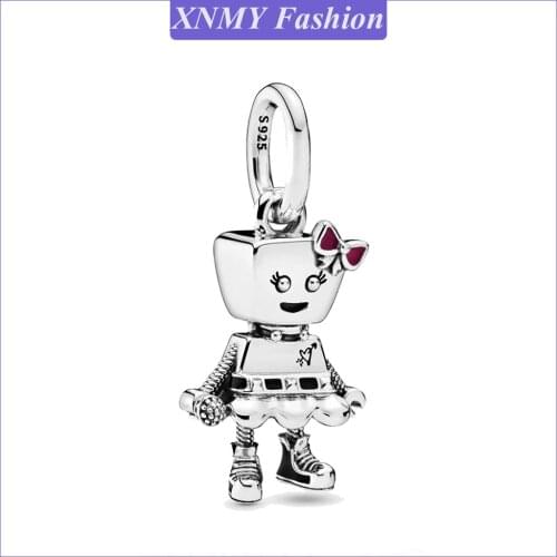 XNMY High Quality Silver Color Bella Robot Dangle Charm Fit Original Pandora Charms Bracelets for Women DIY Trinket Jewelry