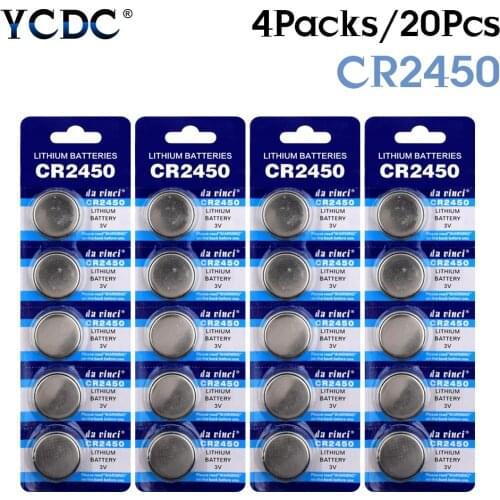YCDC 20Pcs 3V Lithium Button Coin Cell Battery CR2450 DL2450 BR2450 LM2450 5029LC for Watch Remote Disposable Batteries