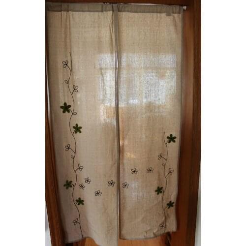 Fresh daisy embroidered door curtain cotton and linen curtain door curtain 85x150cm