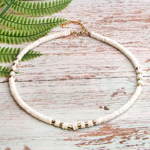 Bohemia Style Small Acrylic White Beaded Necklaces For Women Boho Extend Chain Short Choker Necklace Chic Jewelry Accessary