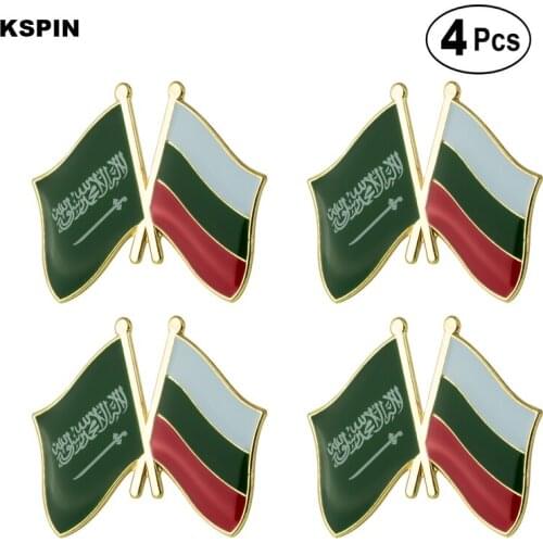 Saudi Arabia & Bulgaria Friendship Flag Pin Lapel Pin Badge Brooch Icons 4pcs