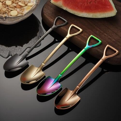 10Pcs Coffee Spoon Set Stainless Steel Scoop Shovel Creative Tea-spoon Ice Cream Dessert Spoon Tableware Kitchen Bar Gadget