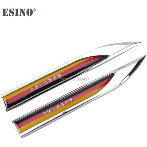 2 x Car Body Fender Side Metal Chrome Zinc Alloy Knife Side 3D The Flag Of The Germany Emblems Badges Decals Stickers