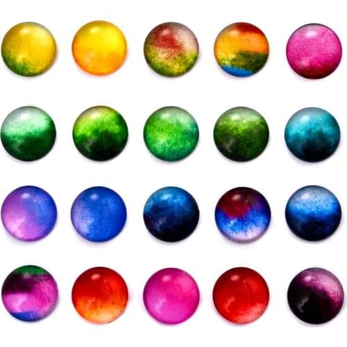 20pcs Round Glass Cabochons 12mm Gradient Photo Dome Flat Back For Base Setting Diy Earring Necklace Jewelry Making Accessories