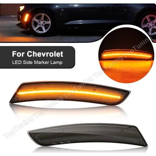 2X Smoked/Clear Lens Front Amber LED Side Marker Lamp Light For Chevrolet Camaro 2016 2017 2018 2019 2020 2021 OEM #:23169181