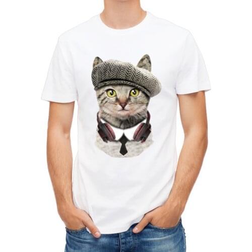 3D Cute DJ&Angel Cat T-shirts Women Summer Tops Tees Print Animal T shirt Men o-neck short sleeve Fashion Tshirts Plus Size