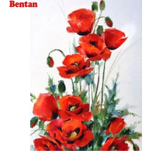 Diamond Embroidery poppy Picture Of Rhinestones Diamond Painting large Floral corridor Decor Full Square round Rhinestone Mosaic