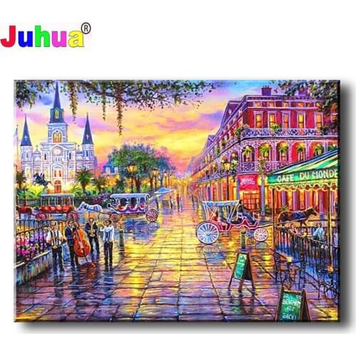 Full Square/Round Drill Diamond Painting "Paris Street" Embroidery City Landscape Series Rhinestone Mosaic Cross Stitch Decor