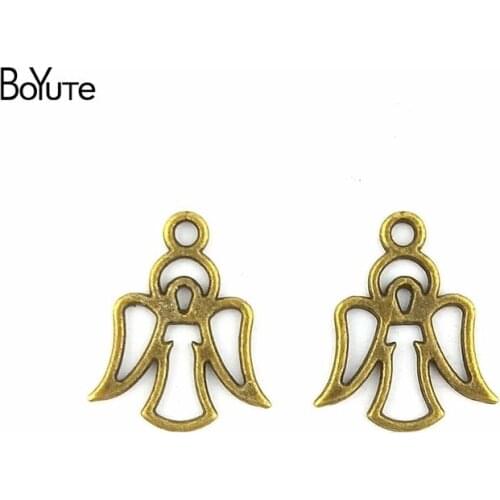 BoYuTe (100 Pieces/lot) 20*16MM Antique Bronze Plated Zinc Alloy Angel Charms Pendant for Jewelry Accessories Diy Handmade