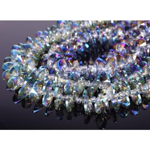 Czech Crystal Faceted Round Disc Slice Spacer Loose Beads Strand 8mm Magic Color 5 Strands/ Pack