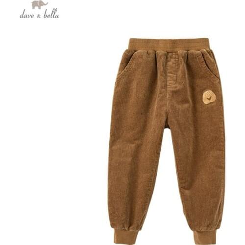 DKY18975 dave bella autumn 5Y-13Y kids boys fashion soild pockets pants children boutique casual full-length pants