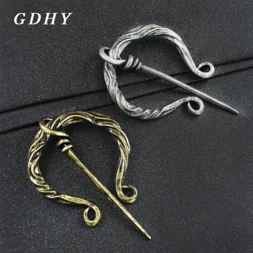 GDHY Nordic Viking Gold Silver Brooch Penannular Twisted Screws Clasp Brooch Enamel Pins Scarf Cloak Coat Pirate Jewelry Gifts