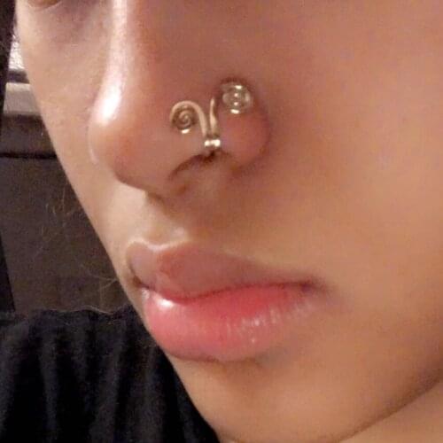 1Pc Double Spiral Copper Wire Fake Piercing Nose Ring Punk Gold Silver Color Clip Nose Ring Ear Clip Cuff Body Jewelry Bijoux