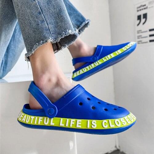 Summer Men Slippers Outdoor Clogs Beach Sandals Quick Dry Garden Shoes Comfortable Lover Indoor Home Slides Bathroom Slippers 45