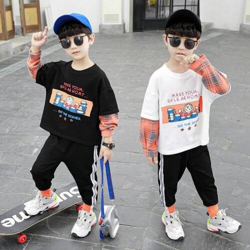 Printed Spring Autumn Childrens Clothes Baby Boys Sweatshirts + Pants 2pcs/Set Kids School Beach Costume Teenage Girl Clothing