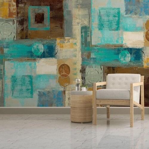 Custom Mural Wallpaper For Walls 3D Graffiti Hand Painted Geometric Square Oil Painting Children Room Bedroom Photo Wall Paper