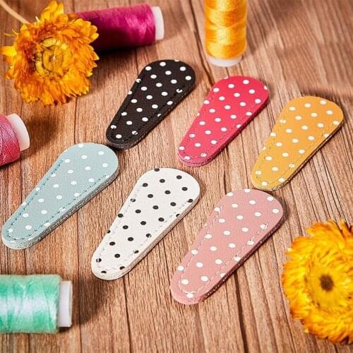 HOT-6 Pieces Embroidery Scissors Sheath Polka Dot Scissors Protective Cover Scissors Leather Sheath for Scissors Protection