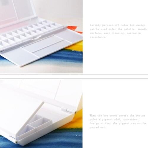 Watercolor Palette 24 Wells Paint Tray for Paints Storage and Mixing Colors Large and Deep Suitable for Oil Painting HCCY