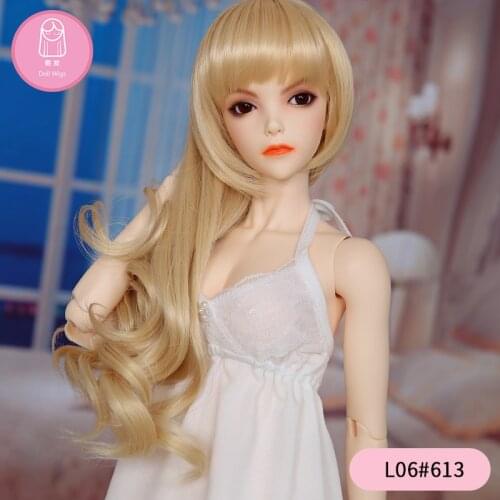 Wig For BJD Doll1/3 doll 22-24cm High-temperature Long Curly with bangs fashion girl hair gold brown L06# free shipping oueneifs