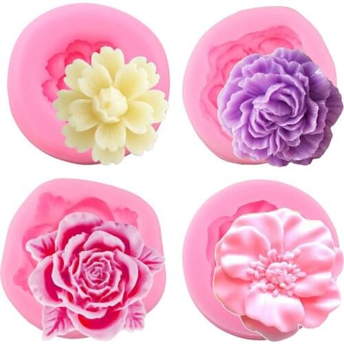 Peony Rose Flower Silicone Mold Cherry Blossoms Cupcake Topper Chocolate Fondant Mould Cake Decorating Tools Clay Resin Molds