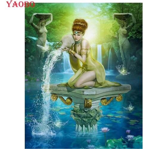 Full square round drill Diamond Embroidery full display 5D DIY Diamond Painting Mosaic Aquarius Zodiac Star sign Cross Stitch