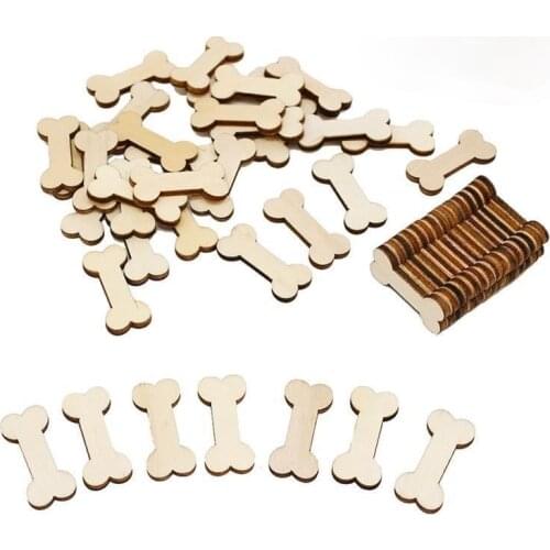 50pcs Dog Bone Cutouts Wooden Blank Crafts Decor for Arts & Crafts Projects Ornaments Wedding Table Scatter Decoration