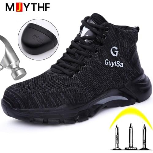 Work Sneakers Men Boots Steel Toe Shoes Work Boots Safety Shoes Men Puncture-Proof Protective Industrial Shoes Light Safty Shoes