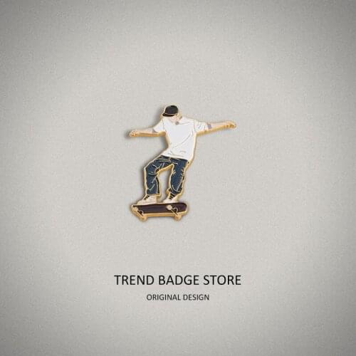 Idol Film And Television Character Brooches Bag Badge, Creative Personality Wang Yibo Skateboard Shape Enamel Label Pins