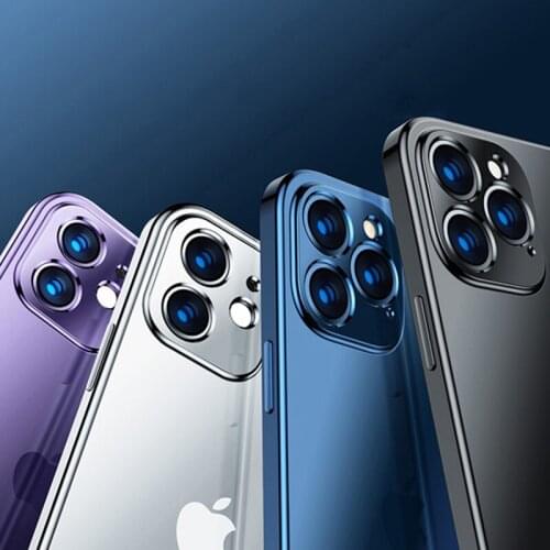 Luxury Plating Square Case for iPhone 11 12 Pro Max Mini XR X XS 7 8 Plus SE 2020 Shockproof Matte Soft Silicone Cover