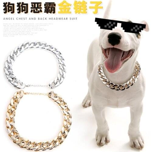 Dogs Accessoires Dog Bully Gold Color Chain Small and Medium Dog Collar Pet Necklace Ornament Accessories Collar Necklace