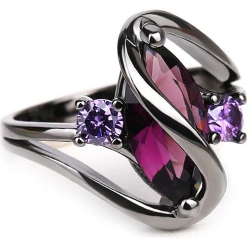 SUMENG New Arrival 2020 Luxury Vintage Purple Zircon CZ Crystal Colorful Rings For Women Wedding Engagement Jewelry Gift