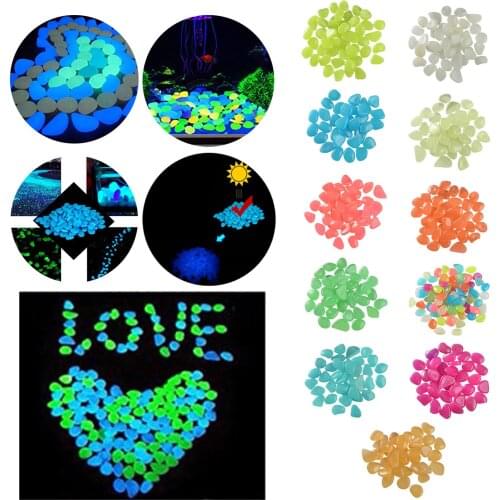 Garden Decor Luminous Stones Glow In Dark Decorative Pebbles Outdoor Fish Tank Decoration Pebble Rocks Aquarium Mix Color #P3