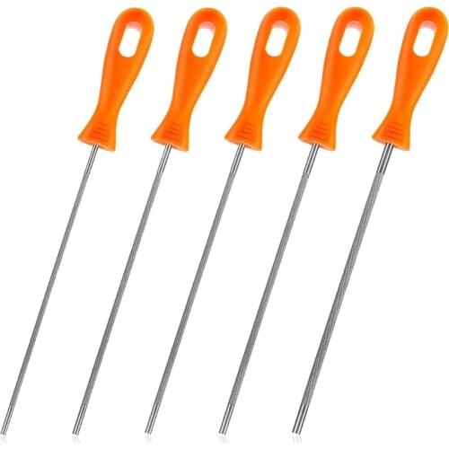 Chainsaw Chain Sharpening File Rod Round Steel Sharpener for Woodworking Hand Tools with Plastic Handle