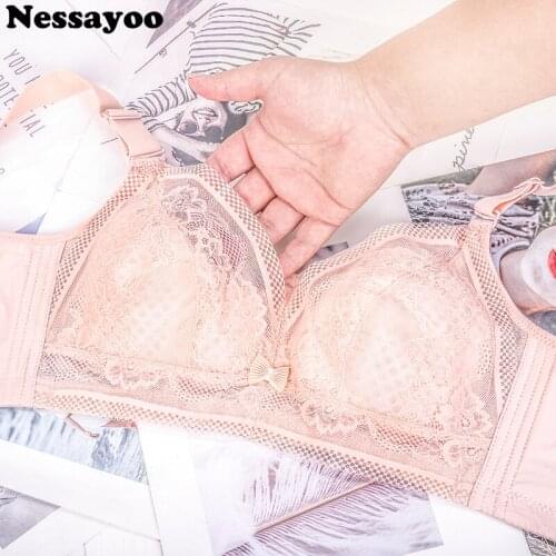 Thin Sexy Lace Womens Bras Push Up Bralette 34 36 38 40 Plus Size BCD Cup Bra Lingerie Wireless Intimates Cotton Top Bh 36/80C
